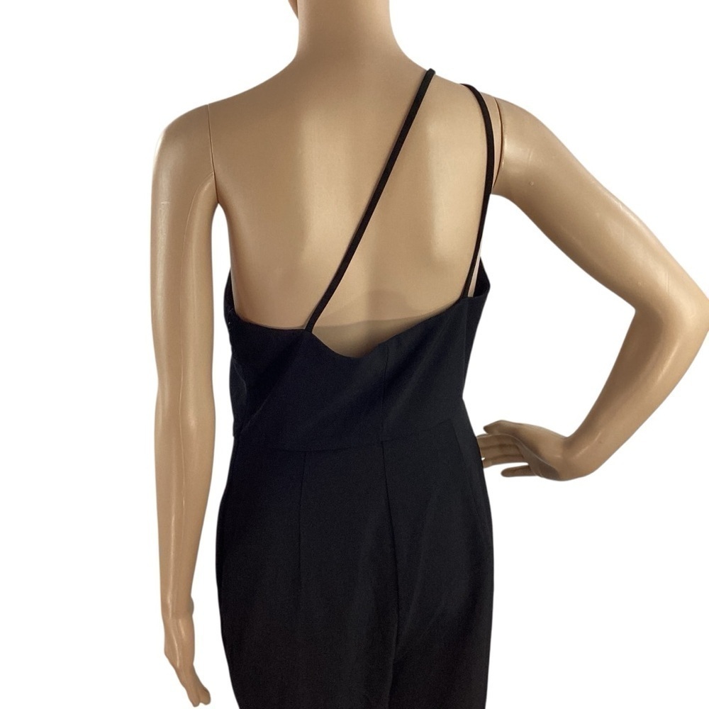 Line & Dot Vaughn One Shoulder Black Jumpsuit Ring Detail Size M - Picture 7 of 10